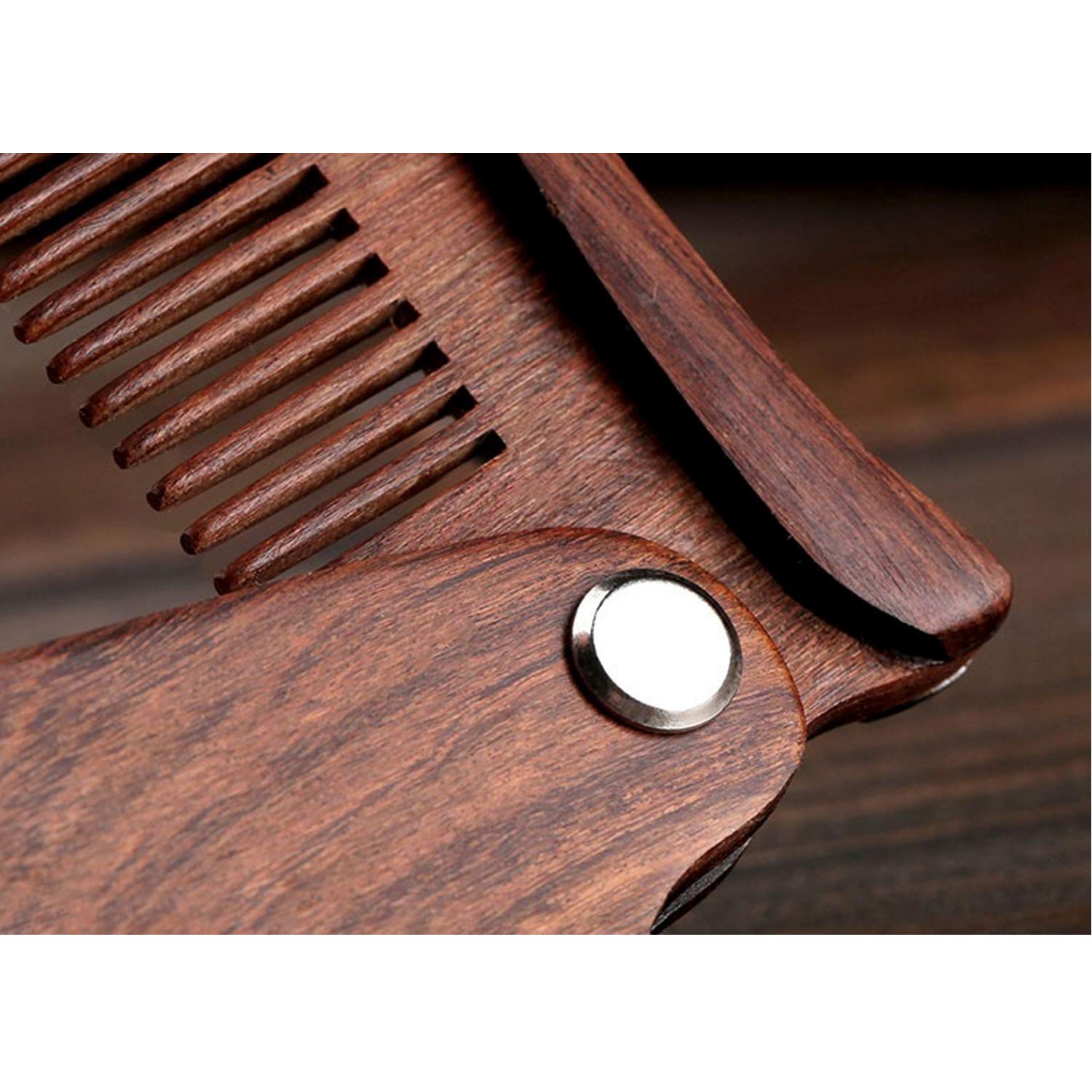 Personalized Folding Wooden Comb - Men's Beard, Mustache & Hair - WillRound