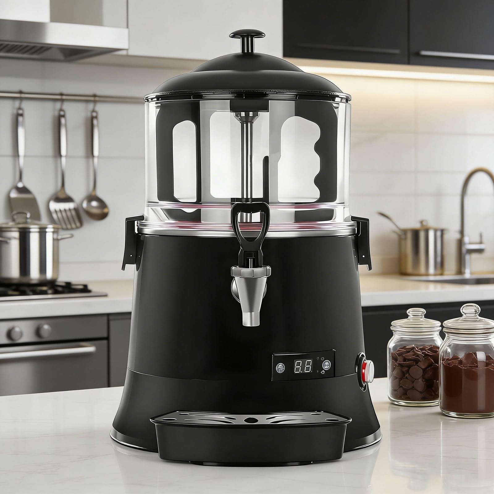 Macchina per Cioccolata Calda Commerciale da 600 W, Dispenser di Bevande Calde di Grande capacità con Controllo Intelligente della Temperatura da 86 A 194 °F, Macchina per BEV,Size_Name 5l