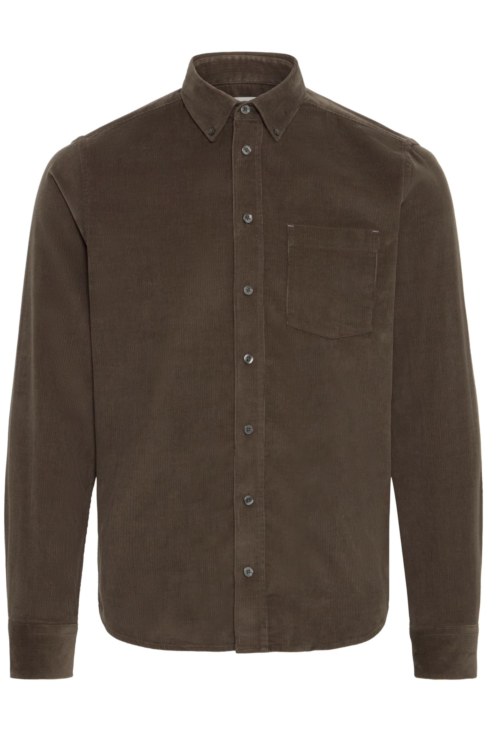CASUAL FRIDAY - CFAnton LS BD Baby Cord Shirt - Shirt - 20504774, Black Olive (190608), L