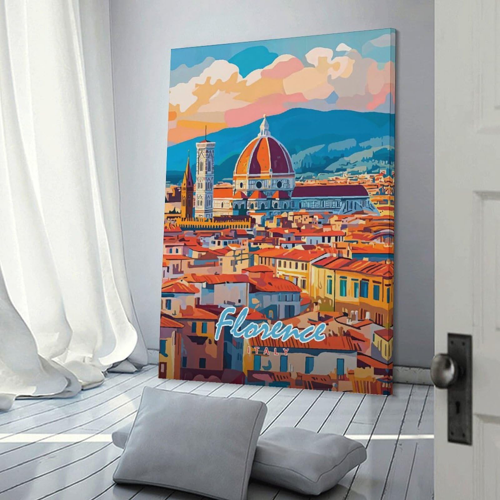 Junmoney Home Decor Wall Art Florence Cityscape(2), 20x30inch(50x75cm), for Gallery Wall Decor And Room Displays, An Easy Match for Collected Prints
