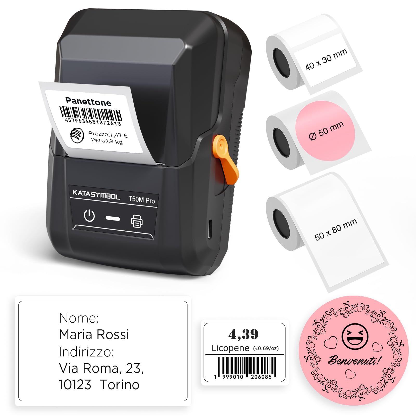 SUPVAN T50M Pro Etichettatrice Bluetooth con 3 Nastro, App Versatile con 30 Caratteri e Oltre 700 icone, Senza, Inchiostro per Organizzare Casa, Cucina, Scuola e Ufficio.