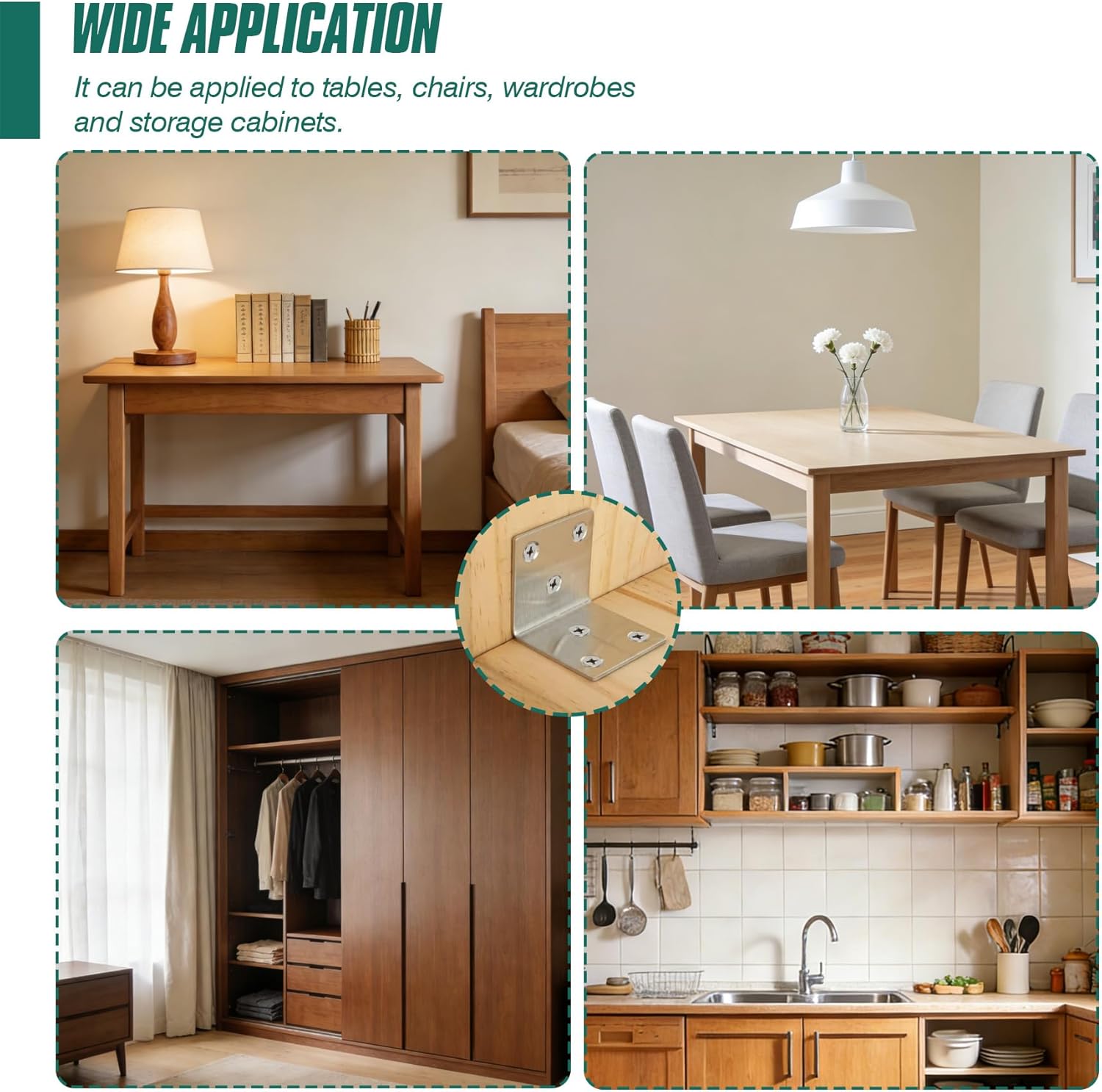 Spesh Angle Connectors Stainless Steel Pack of 16 Angle Metal Corner Connector for Reinforcement and Repair of Wood Furniture (40 x 40 x 40 mm, Thickness 2 mm)