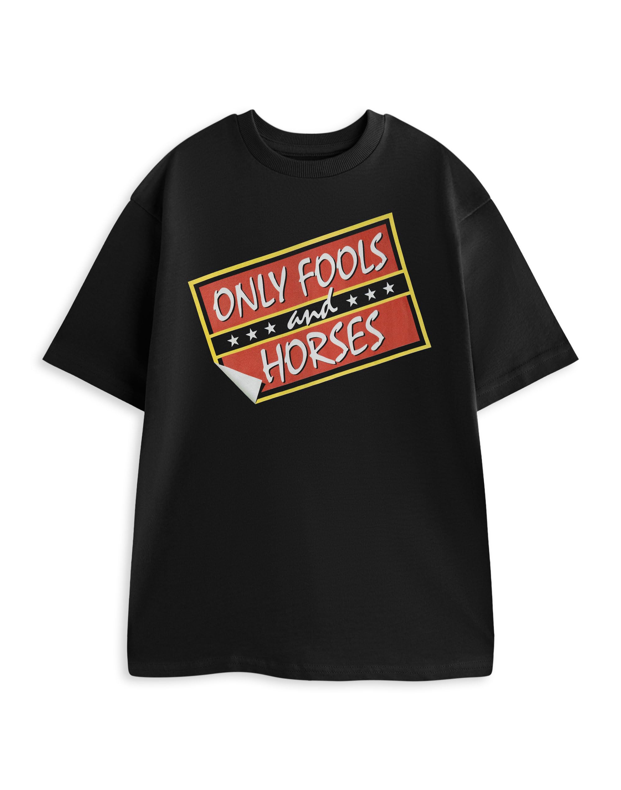 Only Fools and Horses Men's Black Graphic Tee | Classic Logo Short Sleeve Crew Neck T-Shirt | 100% Cotton Everyday Casual Top | British Comedy Sitcom Merch Gift - Medium