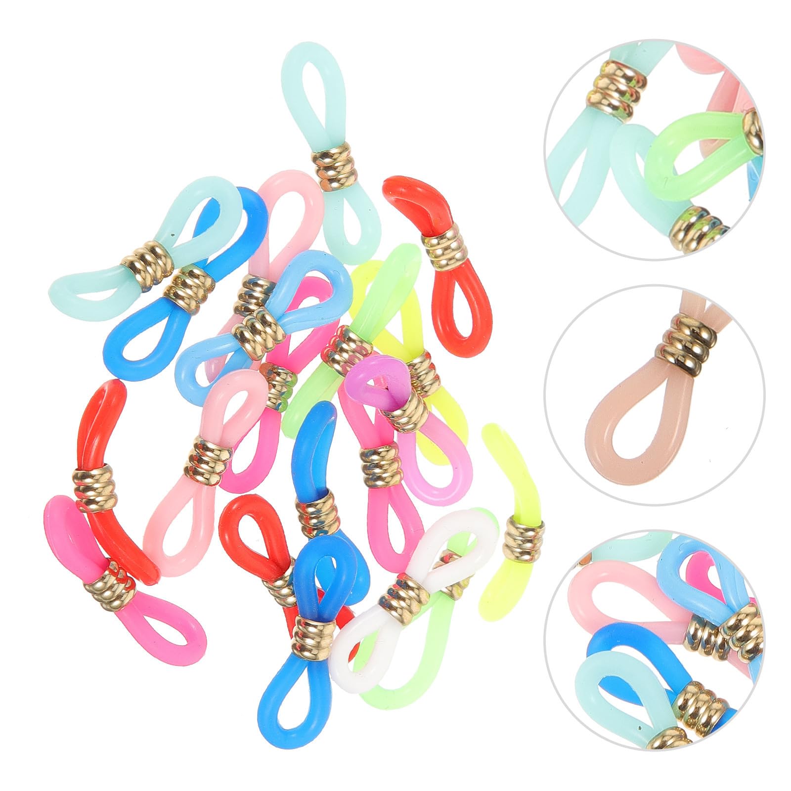 BESTonZON 60 Pièces Embouts Antidérapants en Silicone et Métal pour Lunettes, Support de Chaînette Réglable, Accessoires Classiques et Élégants pour Maintien Sécurisé des Lunettes