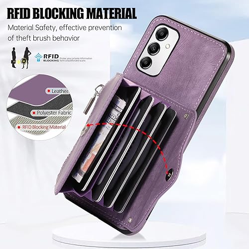 Miniatura 7 de Funda para teléfono Samsung Galaxy A14M14 5G con protector de pantalla de vidrio templado y correa cruzada para la muñeca, cordón para el hombro,