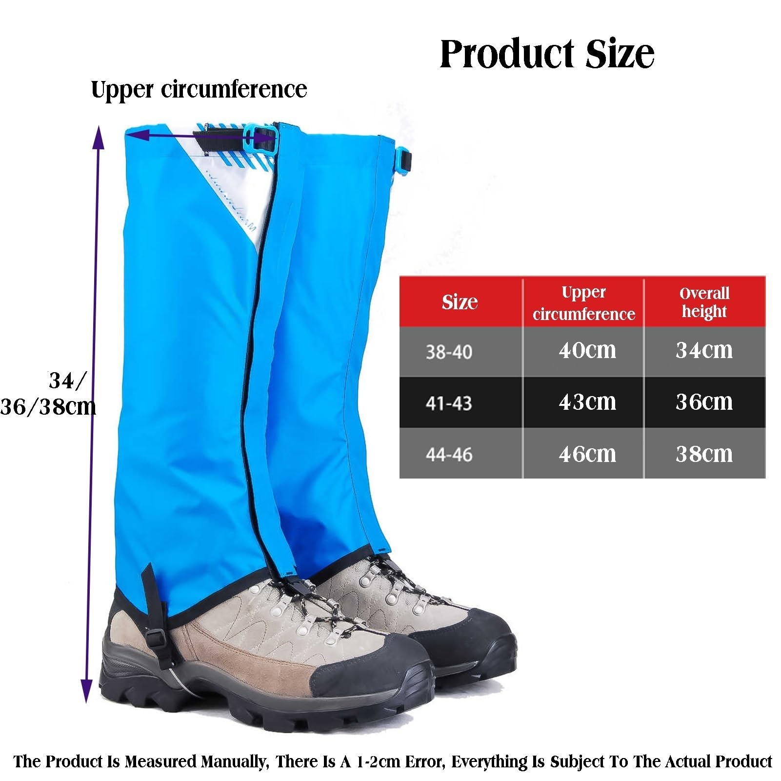 Polainas For Piernas, For Caza Y Senderismo, con Gancho Metálico For Cordones, Ajustables For Botas De Nieve, Senderismo Y Caza, For Hombres Y Mujeres(Blue,40X34cm)