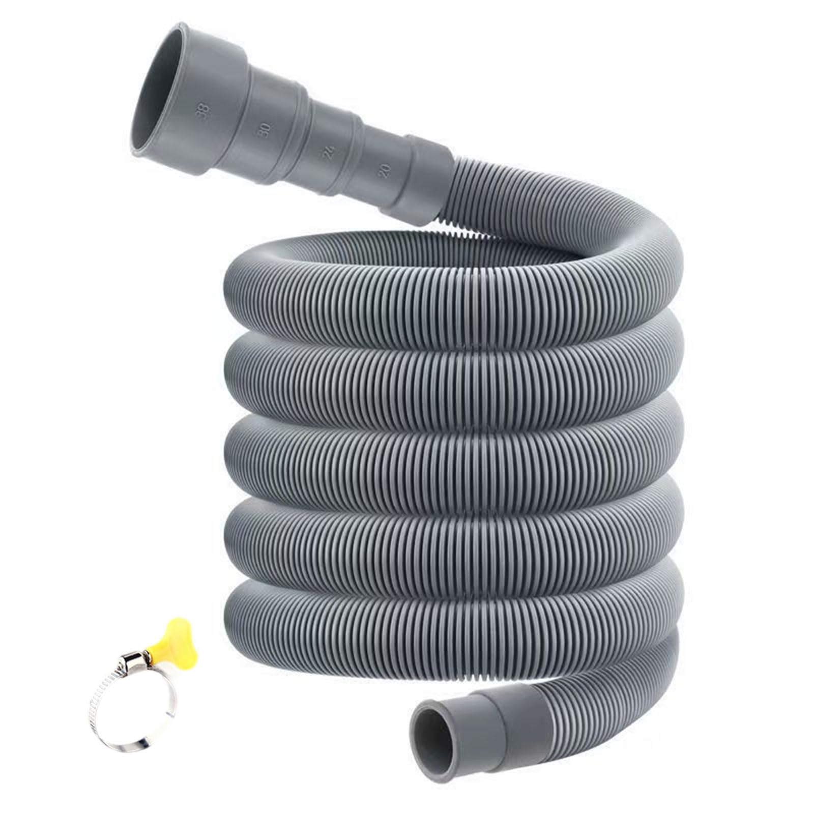 Length Drainage Hose Reinforced Steel Rubber Extension Tube Fit for Top Load Washers Automatic Washer Drain Pipe Extension