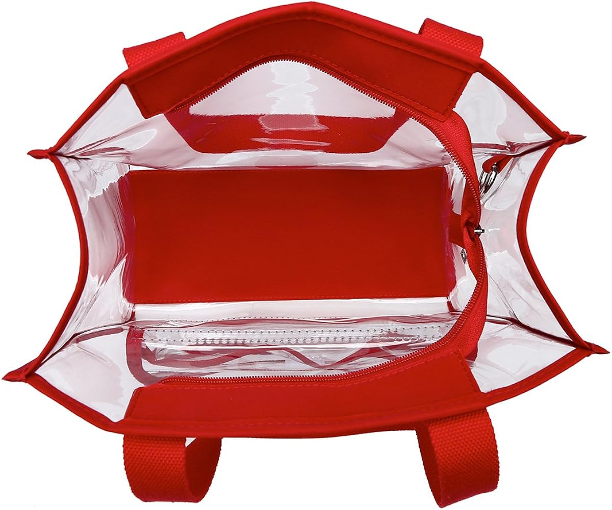 Clear Bag Set Tote and Pouch Combo - 12" X 12" X 6" - NFL Stadium Approved Shoulder Bag