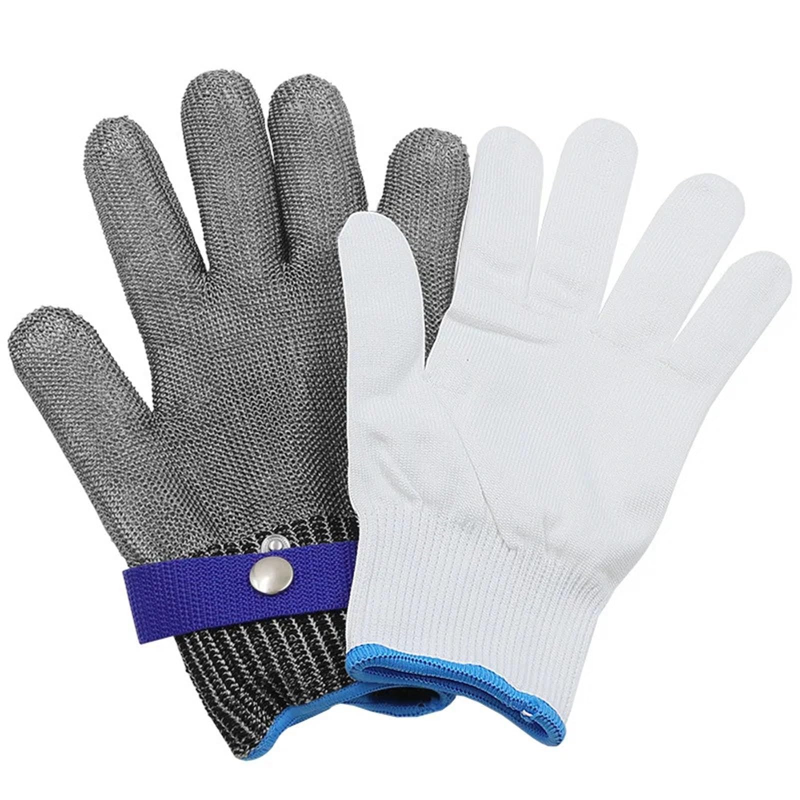 Gants anti-coupures, s de travail anti-coupure (1 pièce) en maille métallique et fil d'acier inoxydable, résistants aux coupures perforations, for la protection viande(Small)