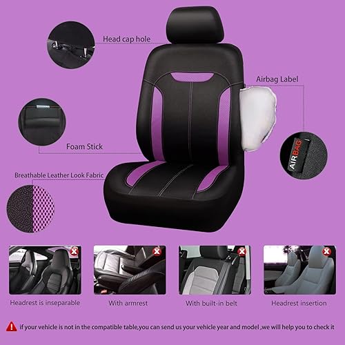 Miniatura 4 de CAR PASS Juego completo de fundas de asiento de automóvil transpirables de malla de aire 3D y tela, ajuste universal para el 95% de los automóviles,