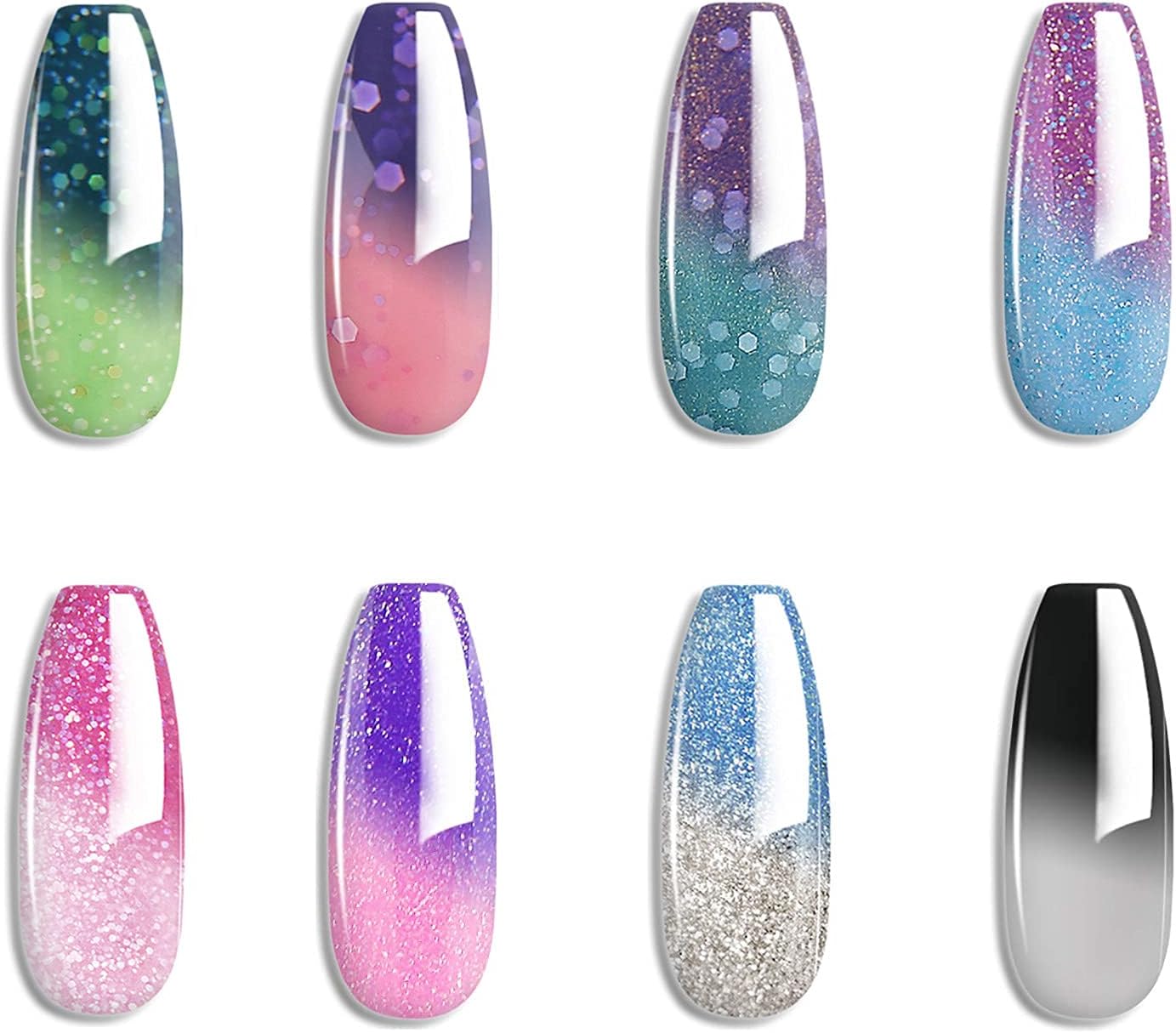 Gel Nail Polish Set -Color Changing Gel Nail Polish Set Purple Blue Pink Red Laverder Wind Red Black Color Changing Gel Polish Soak Off UV LED Thermal Temperature Art (8PC003)
