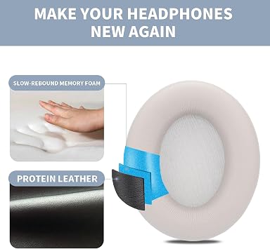 Ear Pads for Beats Studio Pro, Shock-Absorbing Foam Protein Leather(Sandstone)