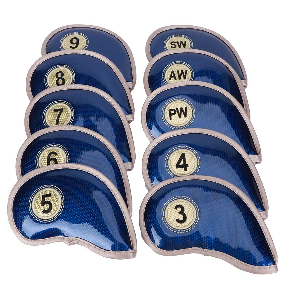 RiToEasysports Paquete de 10 Fundas para la Cabeza de Hierro para planchas de Golf, Fundas Protectoras Impermeables para la Cabeza del Club de Golf de Hierro PU