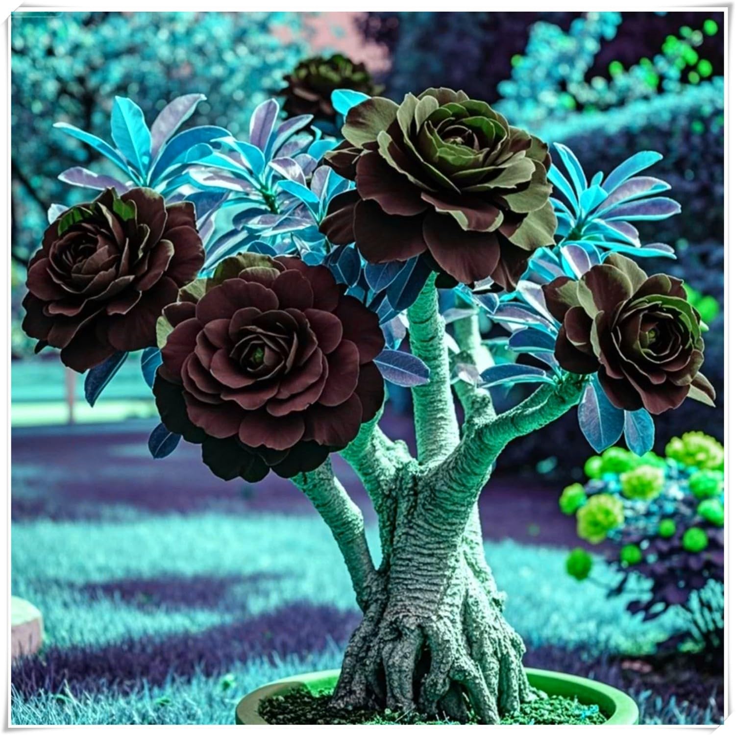 Sottile-Naturale-Rizoma di rosa del deserto -Robusta-Rosa del Deserto Rara-Compatta-Elegante-5 Bulbi-A