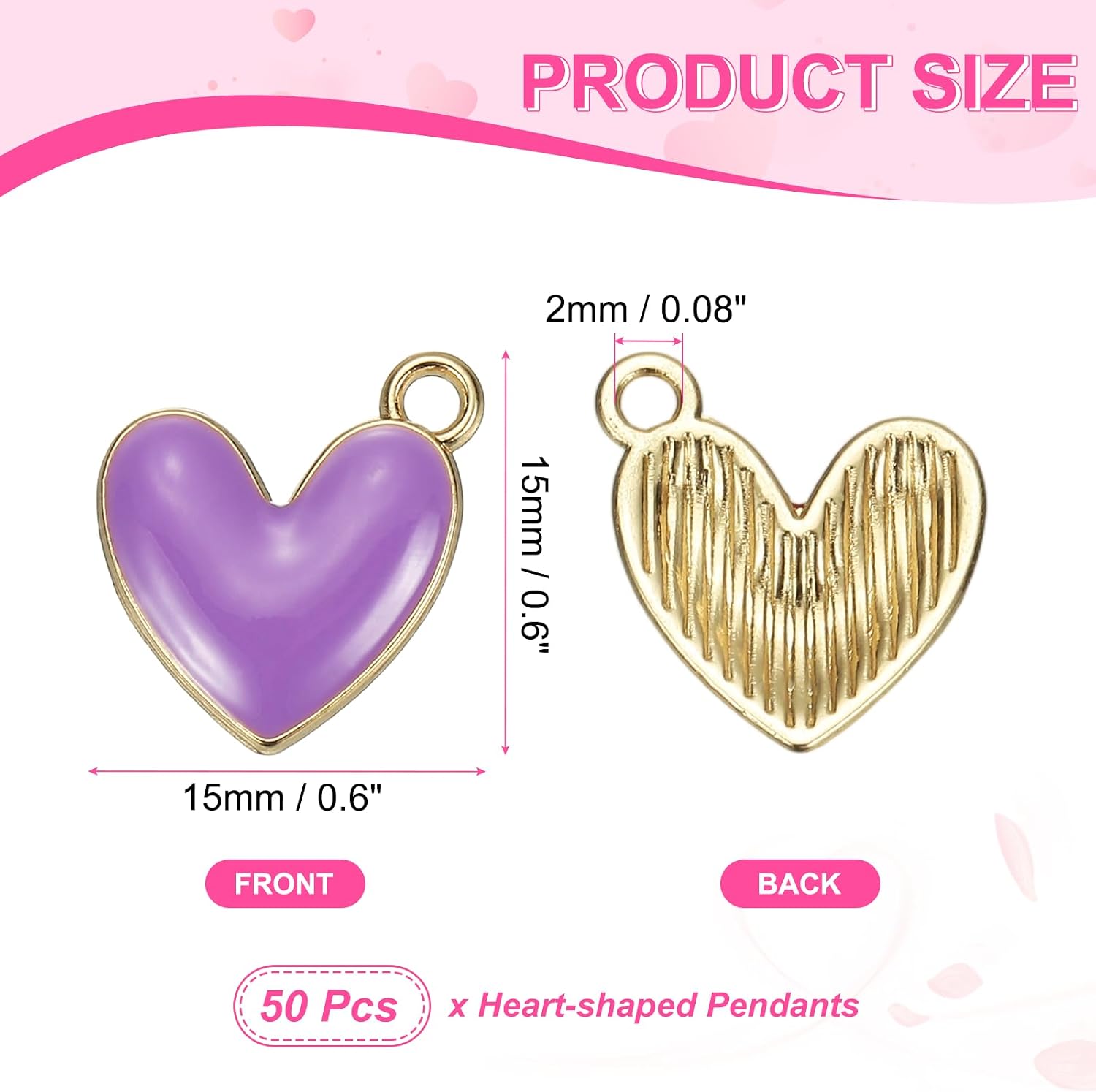 MECCANIXITY Enamel Alloy Heart Charm, Valentine Heart Pendants Love Jewelry Making Charm for DIY Necklace Bracelet Earrings Keychain