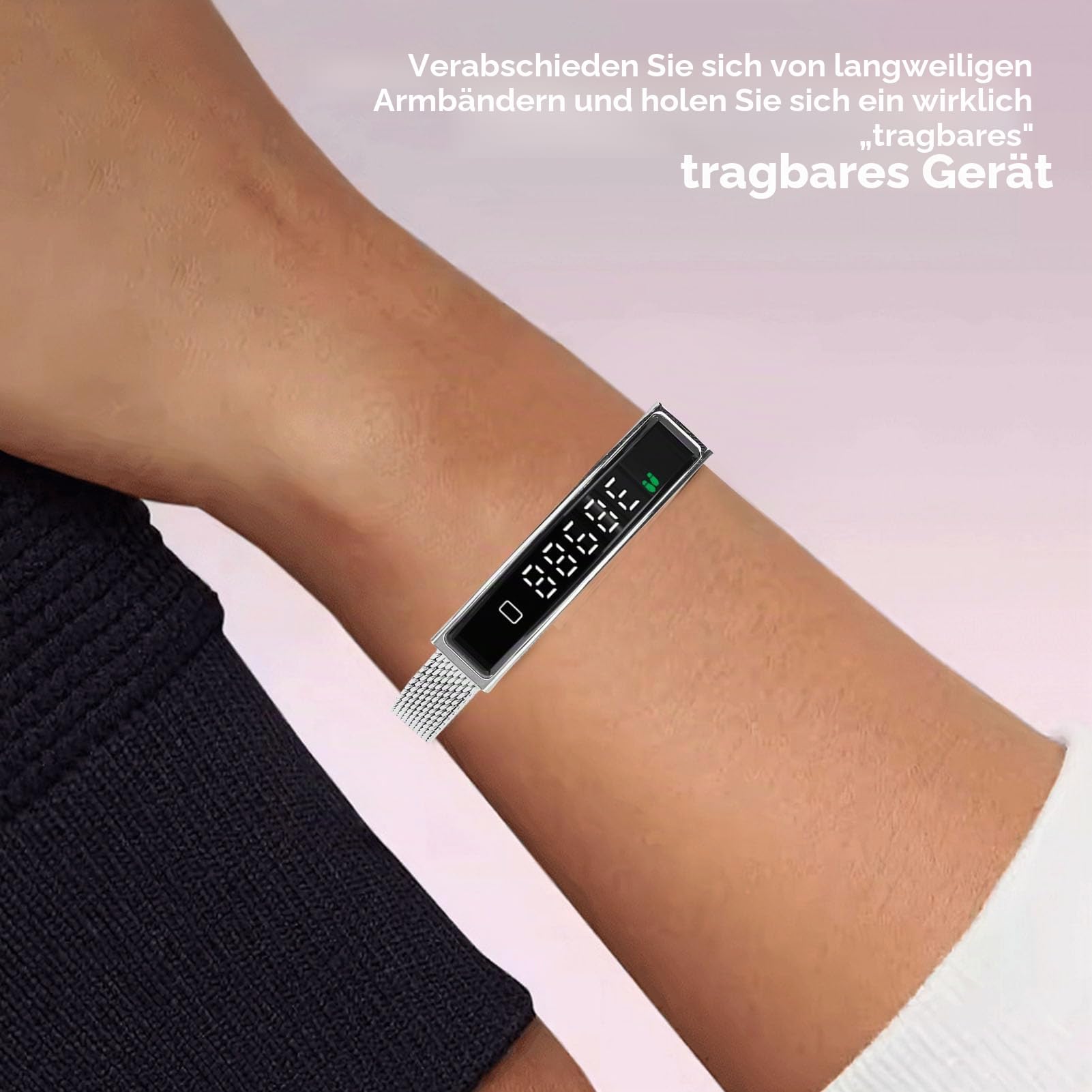 VBESTLIFE Smart Armband, Fitness -Tracker mit Bluetooth 5.3 für Android lOS, Wasserdichtes Gesundheits -Armband mit App Zum Schwimmen mit Dem Laufradfahren (Silver)