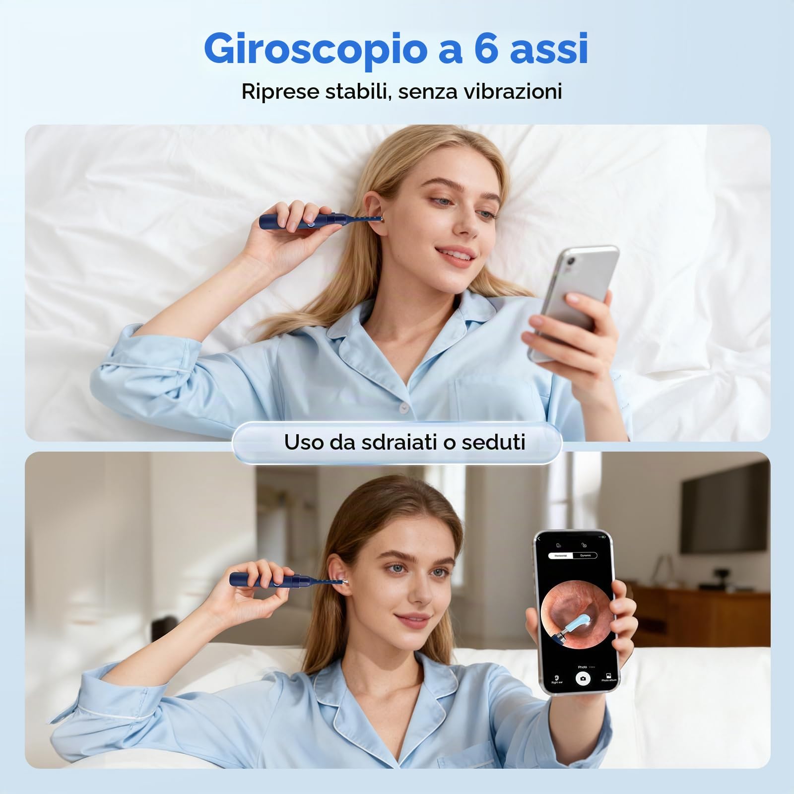 Otoscopio per la rimozione del cerume, Fotocamera flessibile per la pulizia delle orecchie da 8 MP HD, con pinzette di ricambio per esami di orecchie/naso, Otoscopio per orecchie