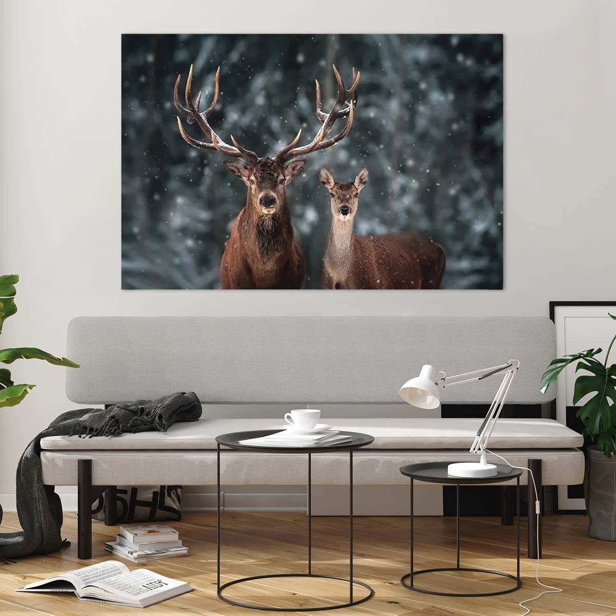 ARTTOR Decoracion Salon Ciervo Bosque Naturaleza Vidrios Decorativos 120x50cm Cuadro Sobre Vidrio Moderno Cocina Cuadros Pared Impresiones Impresión En Cristal Wall Art Prints Grande GAB120x50-3744