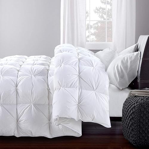 Miniatura 3 de Lujoso edredón plisado de 3 piezas con 4 pestañas en las esquinas, 100% algodón orgánico, tamaño King de 116 x 98 pulgadas, color blanco para todas