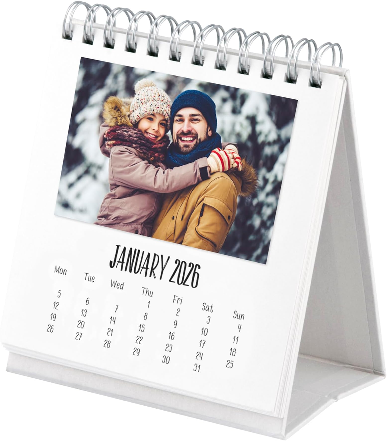 Shot2go 2026 Mini Desktop Photo Calendar - Holds 12 2x3" Photos and Mini Instant Prints