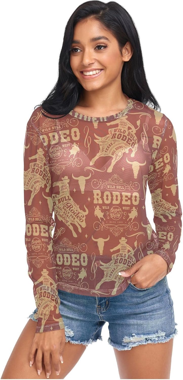 Women's Mesh Long Sleeve Top Trendy Sheer Tops See Through Shirt Tops S-2XL - Image 4