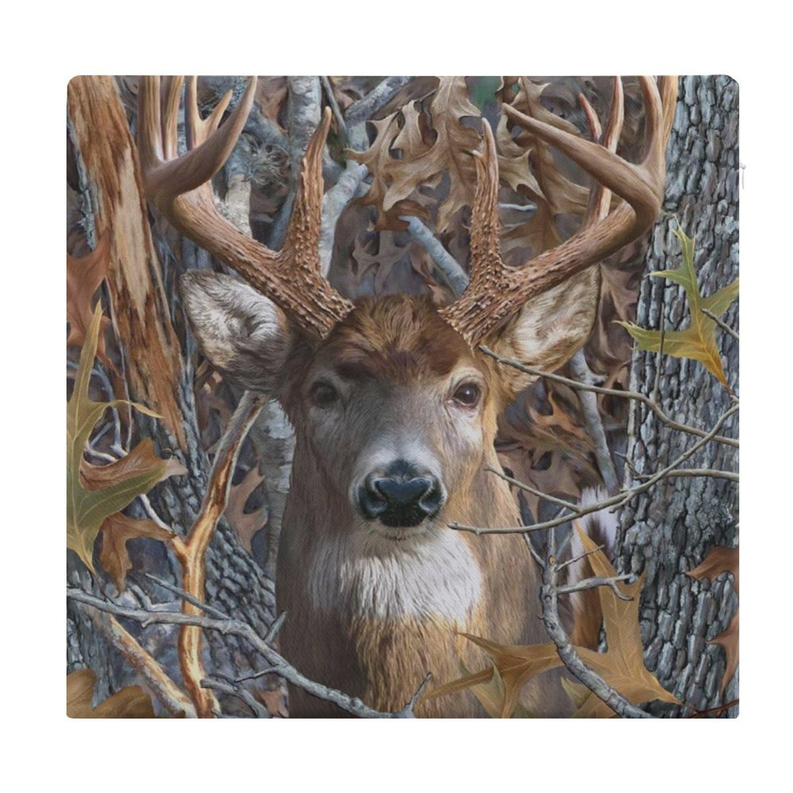 JZemdybill Chair Pad, Camo Buck Deer Seat Pad, Square Chair Cushion for Yoga Living Room Balcony