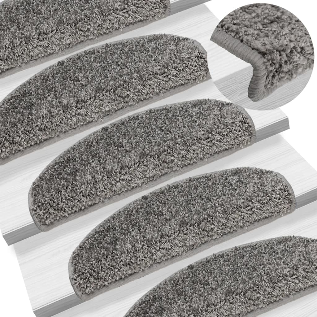 Lot de 10 tapis d'escalier - 65 x 21 x 4 cm - Gris - Semi-circulaires - Antidérapant - Antidérapant - Pour escalier en bois, escalier en pierre, avec protection intérieure contre les coups de
