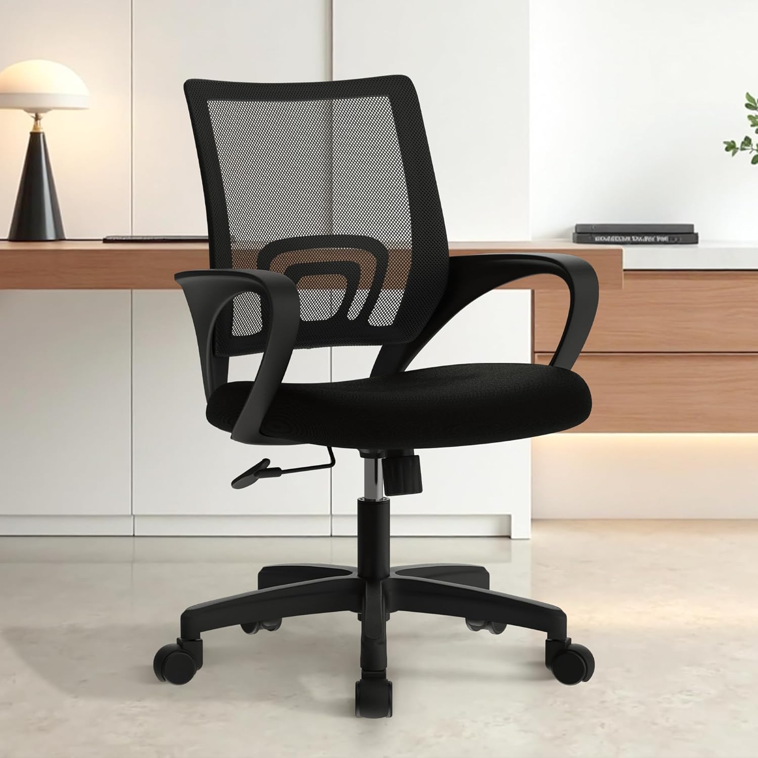 ETONEX Office Chair with Ergonomic Mid Back Cushion Lumbar Support Adjustable Swivel Rolling Computer Gaming Desk Chair Comfy Mesh Seat Wheels Home Executive Use (1, All Black)