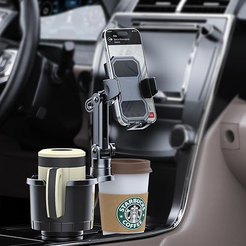 Soporte de teléfono para portavasos para automóvil, rango de diámetro de base de portavasos ajustable de 2.5 a 4.1 pulgadas, adecuado para la