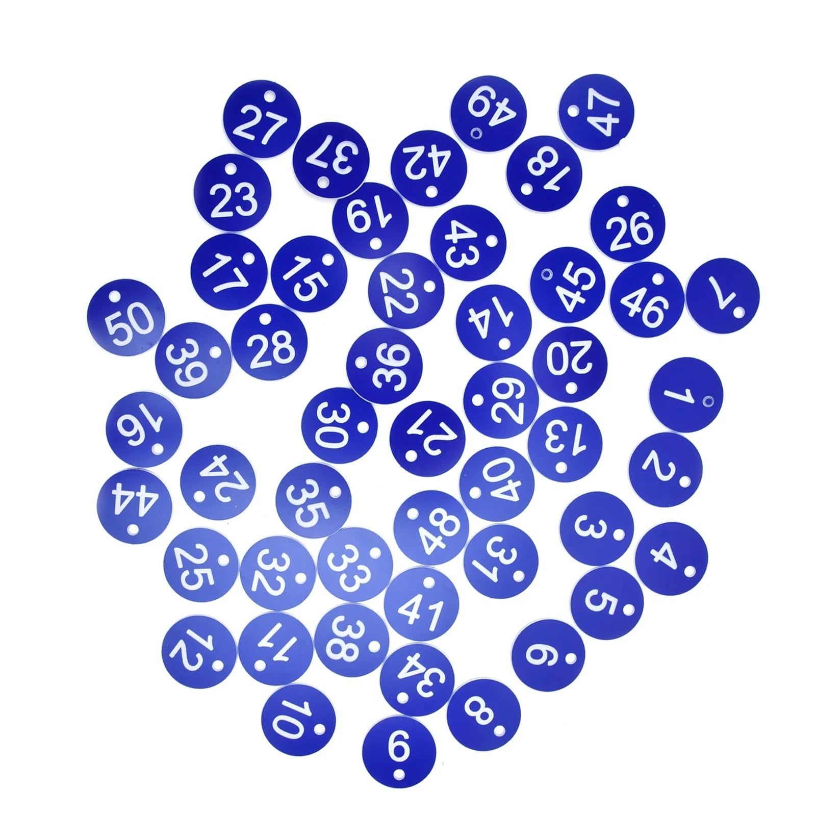 Plastikowe etykiety z numerami, okrągłe breloki do kluczy, Plastikowe znaczniki liczbowe wielokolorowe 3,5 cm Cyfry 1-100 Opakowanie 100 sztuk(Blu)