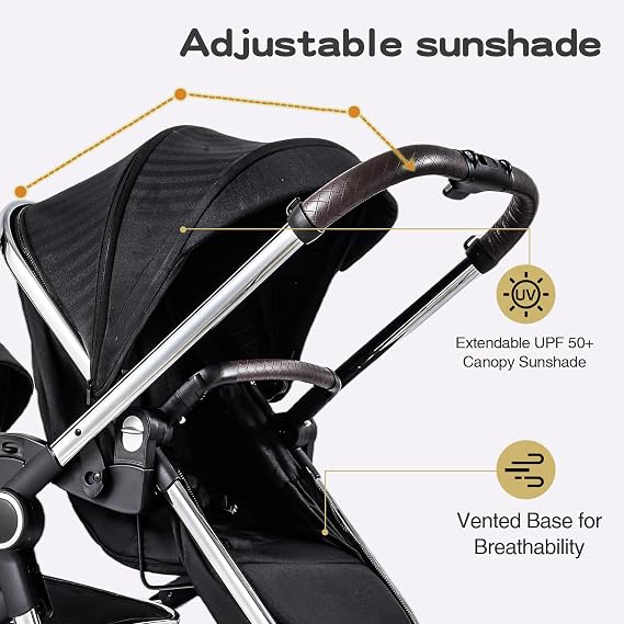 2-in-1 Tandem Double Stroller Convertible Twin to Single | Carry cot (0-9mo) & toddler seat (6mo-3yr) | One-hand fold & self-standing | 5-point harness & basket | Aluminum frame