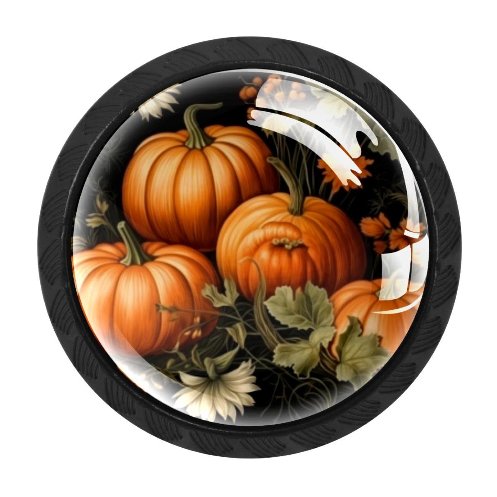 CHENZZZZ 4 Pieces Thanksgiving Pumpkin Drawer Knobs, 35mm Black Cabinet Knobs, Drawer Pulls and Knobs, Dresser Drawer Knobs, Cabinet Hardware Kitchen Cabinet Knobs