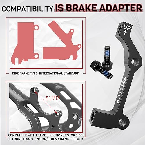 Miniatura 5 de BUCKLOS PMis Front Rear 180203mm Disc Brake Caliper Mount Adapter Gear Parts Accessories, CNC Machined Aluminum Alloy Rotor Adapter with Bolts