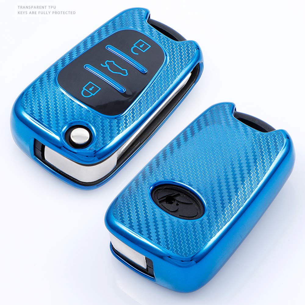SPTwj 2 Pezzi Guscio Cover Scocca Chiave 3 Tasti Ricambio Nero Copertina Chiave Macchina Compatibile Con Telecomando Auto Hyundai i10 i20 i30 ix35 Elantra KIA Cee'd Picanto Rio Soul Sportage