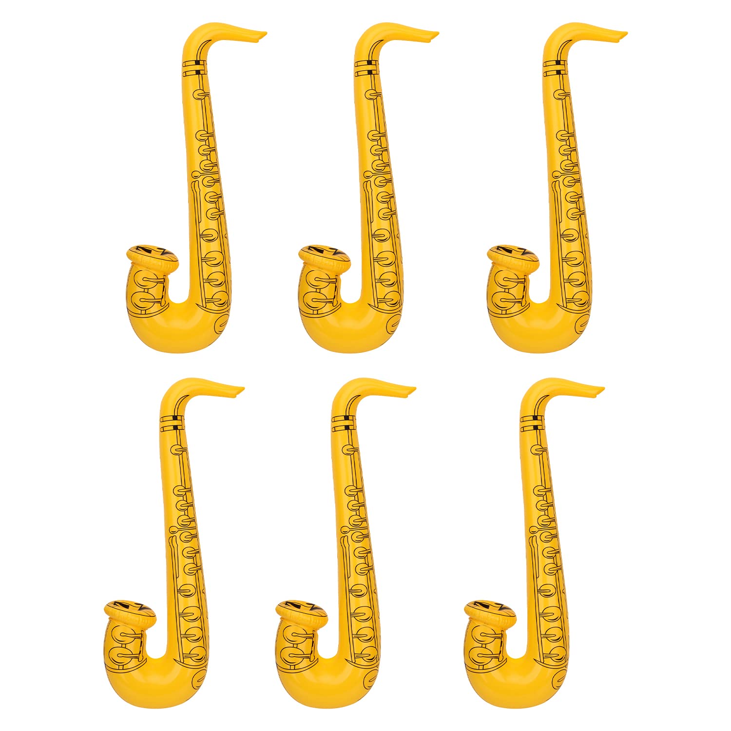 WedDecor Inflatable Guitar Saxophone Toys Favours Balloon, Musical Instruments Accessories For Kids and Adults Party Decoration, Hen Night Party, 6pcs, Yellow