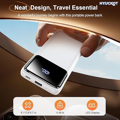 Miniatura 7 de Cargador portátil de 10000 mAh con cables integrados y enchufe de pared, carga rápida USB C batería para iPhone Samsung Google Pixel, viaje