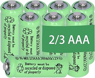 Yibatopow 8 Packs Ni-MH 2/3AAA 1.2v 300 mah Rechargeable Batteries Button Top 3 A,2/3 AAA Battery for Solar Lights,Outdoor Solar Garden Art Light Battery(They are not AAA Size Batteries)