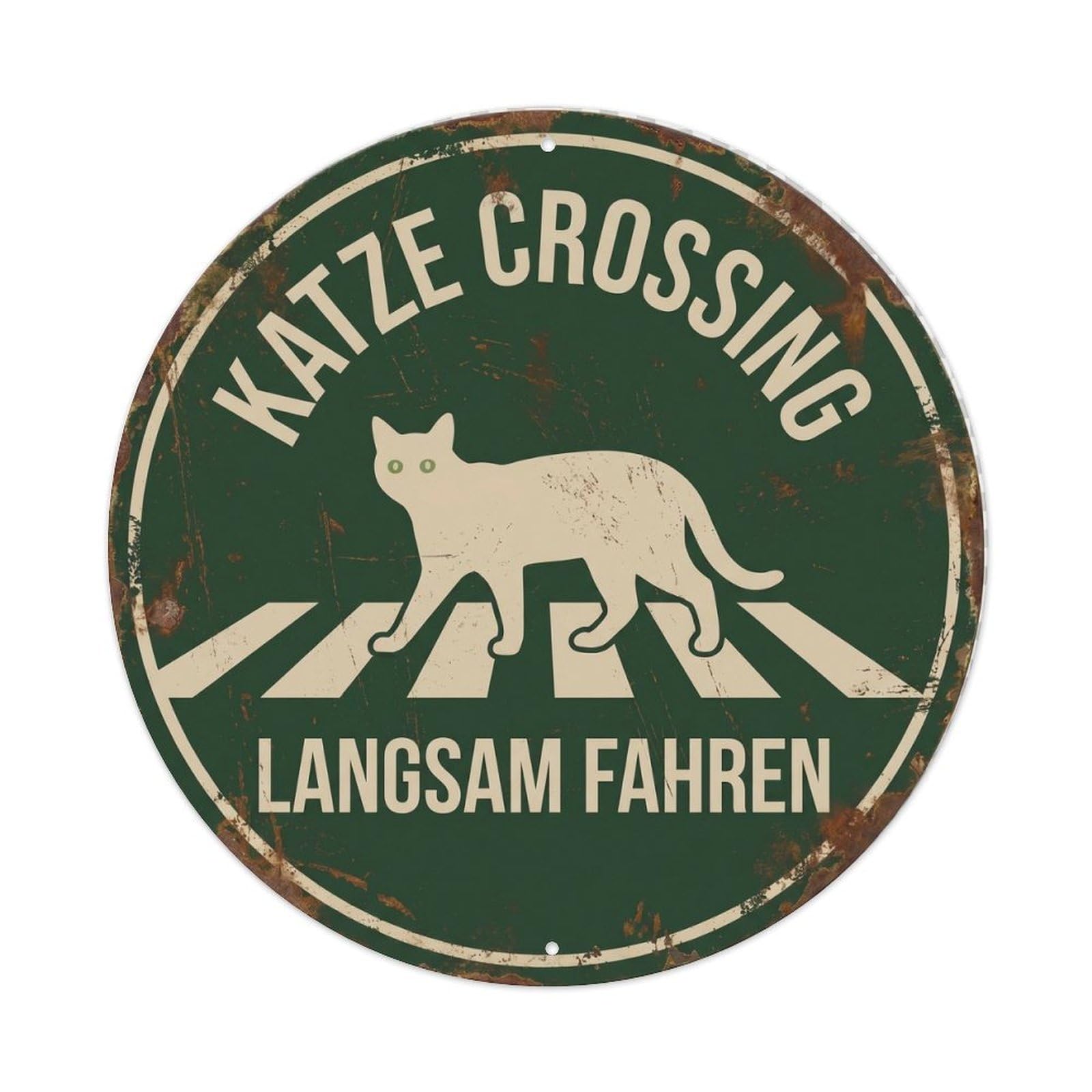 Metal Tin Sign Katze Crossing Langsam Fahren