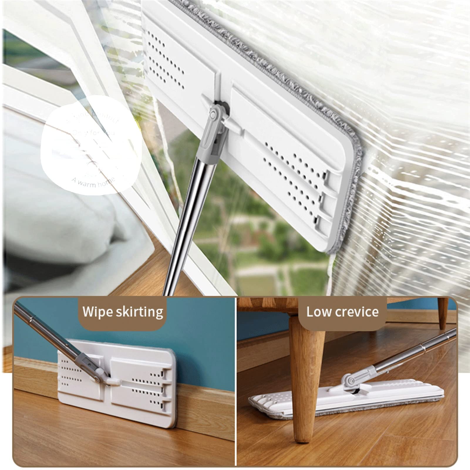 fregona El último trapeador con Conjunto de cubetas de Limpieza sin Mano Microfibra Microfibra Mop ... mop (Color : White-6 Cloth)
