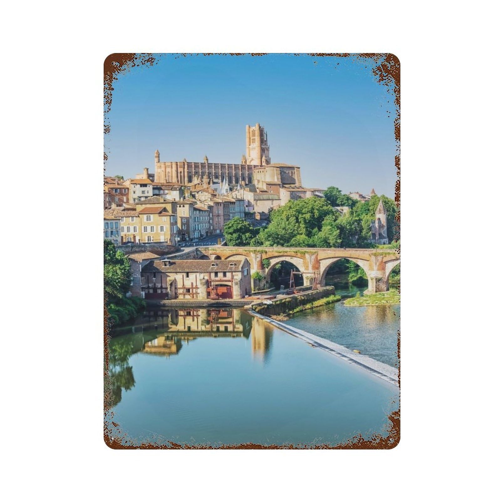 Albi City Rust Effect Tin Sign 15.7"x11.8", Novelty Wall Decor for Garage, Pub Or Kitchen