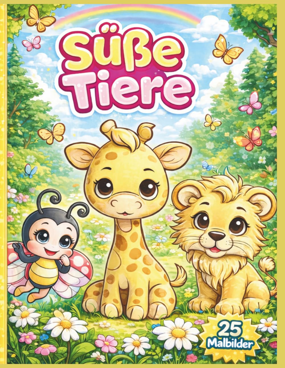 Malbuch für Kinder Süße Tiere: 25 einfache Tiermotive für Kinder – Fördert Kreativität und Konzentration