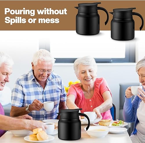 Miniatura 6 de 4 jarras térmicas de café para mantener el calorfrío, recipiente pequeño de acero inoxidable de 27 onzas para crema de café, recipiente de doble