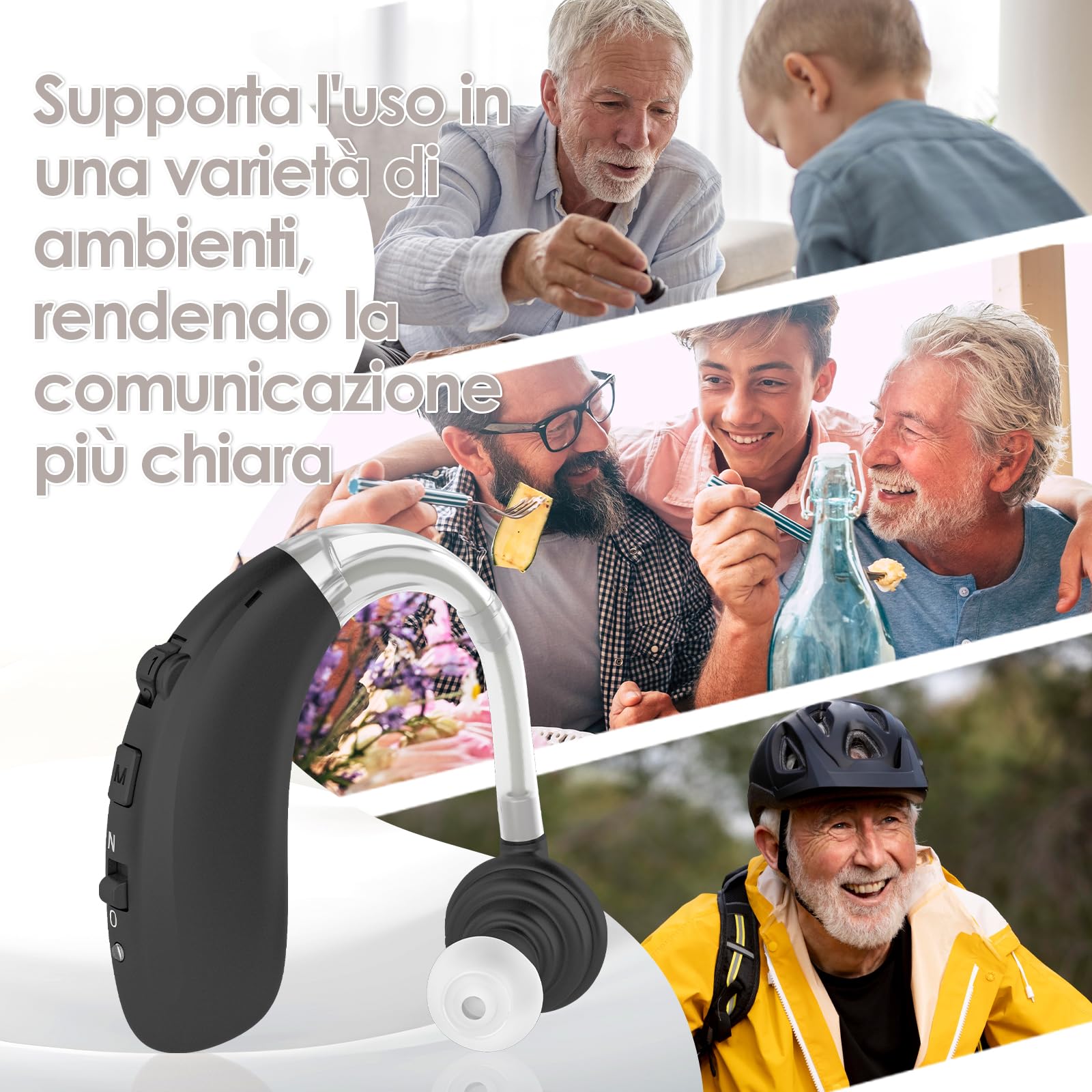 Britzgo Adatto per anziani, due modalità, volume a 6 livelli, facile da usare, ricaricabile (1, nero)