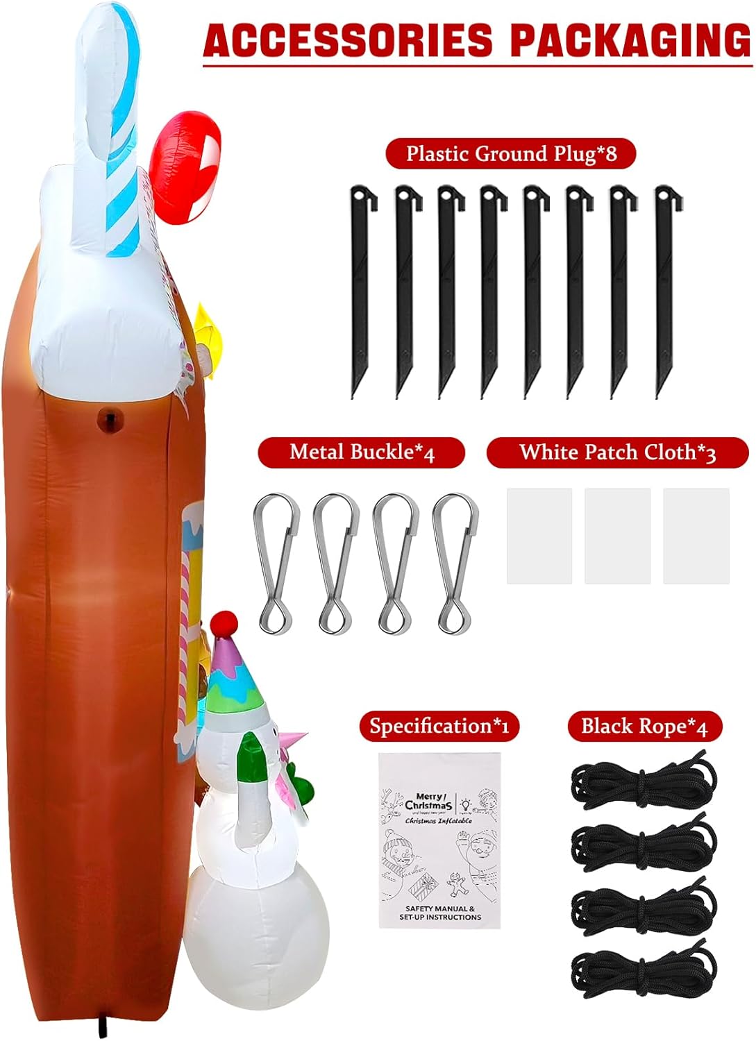 Lanstics 10FT Christmas Inflatables Arch for Outdoor Decoration, Xmas Gingerbread Man Snowman Blow Up Yard Decorations with Built-in LED Lights for Garden Lawn Outdoor Yard Winter Holiday Supplies