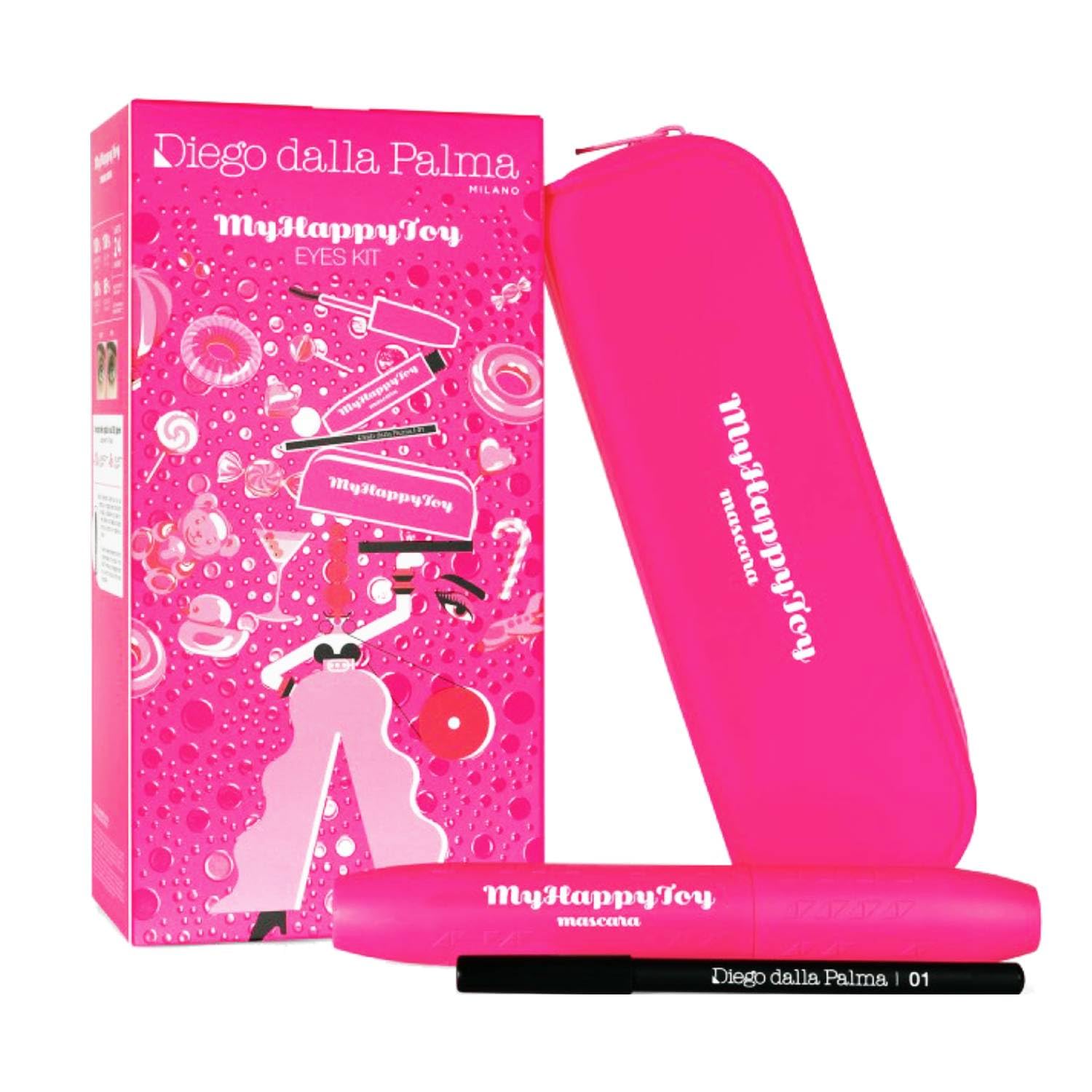 Diego Dalla Palma My Happy Toy Cofanetto Regalo Donna Mascara My Happy Toy Nero Volumizzante e Matita Occhi 01 Nera