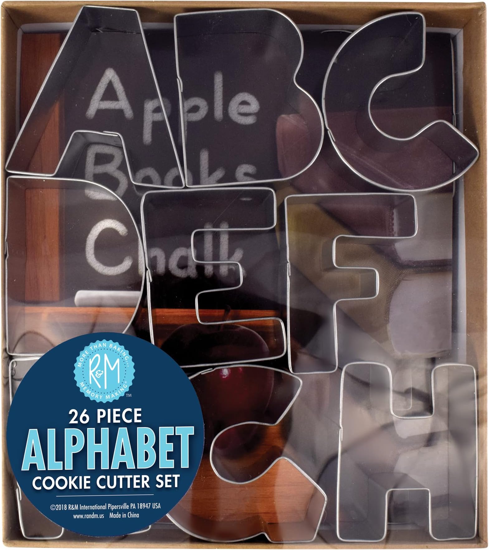 R&M International Alphabet 3" Cookie Cutters, 26-Piece Set in Gift Box