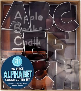 R&M International Alphabet 3" Cookie Cutters, 26-Piece Set in Gift Box