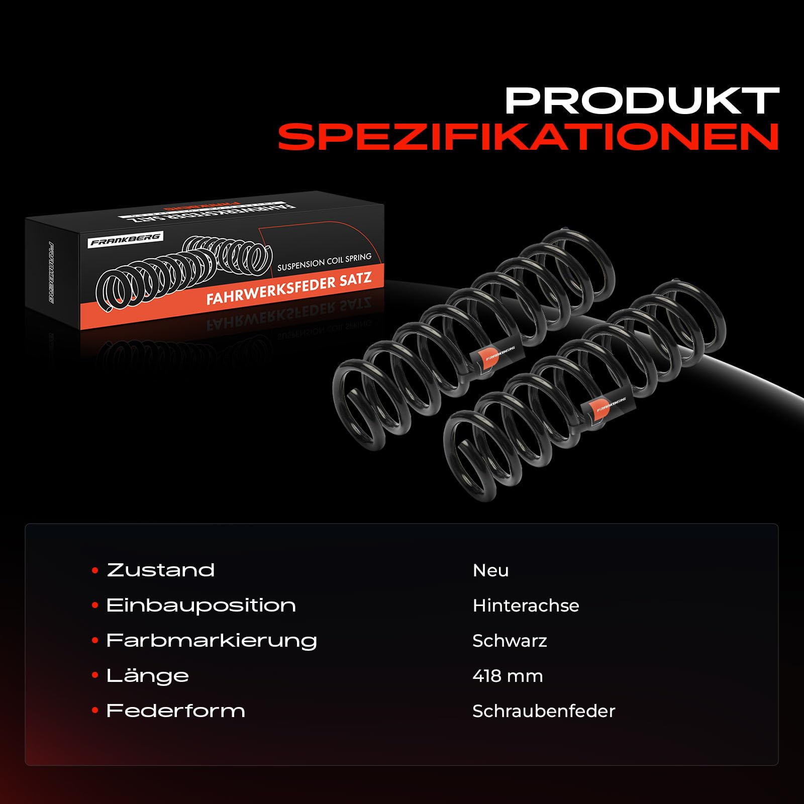 Frankberg Sprężyny; sprężyny podwozia; łożyska sprężynowe; amortyzator; sprężyna; sprężyna; odbojnik; sprężyna spiralna; zestaw sprężyn; sprężyny sprężynowe; sprężyna śrubowa Replace# 1538656