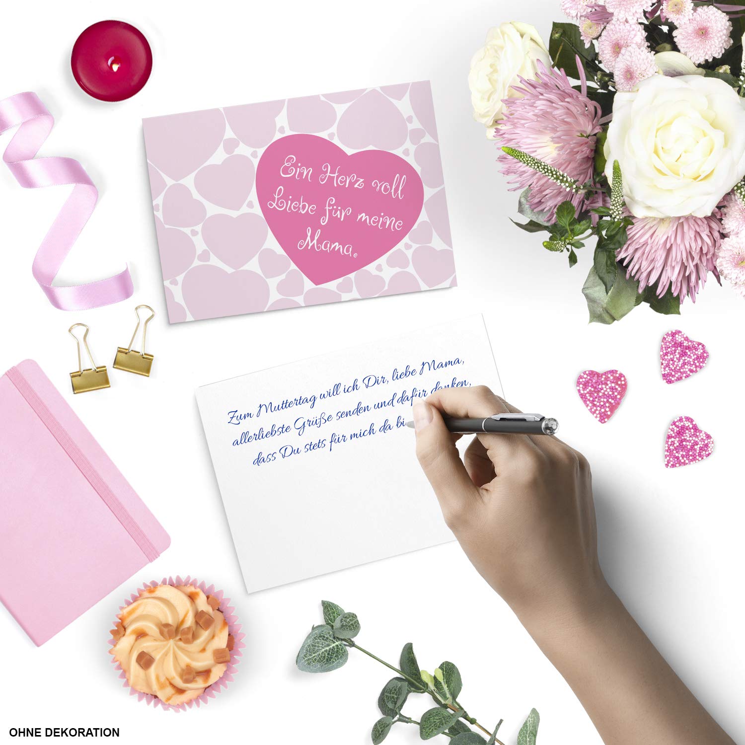 Liebeskarte Mit Rotem Herz & Blumen – Einladungskarte DIN A6 Mit Umschlag Für Valentinstag & Verliebte