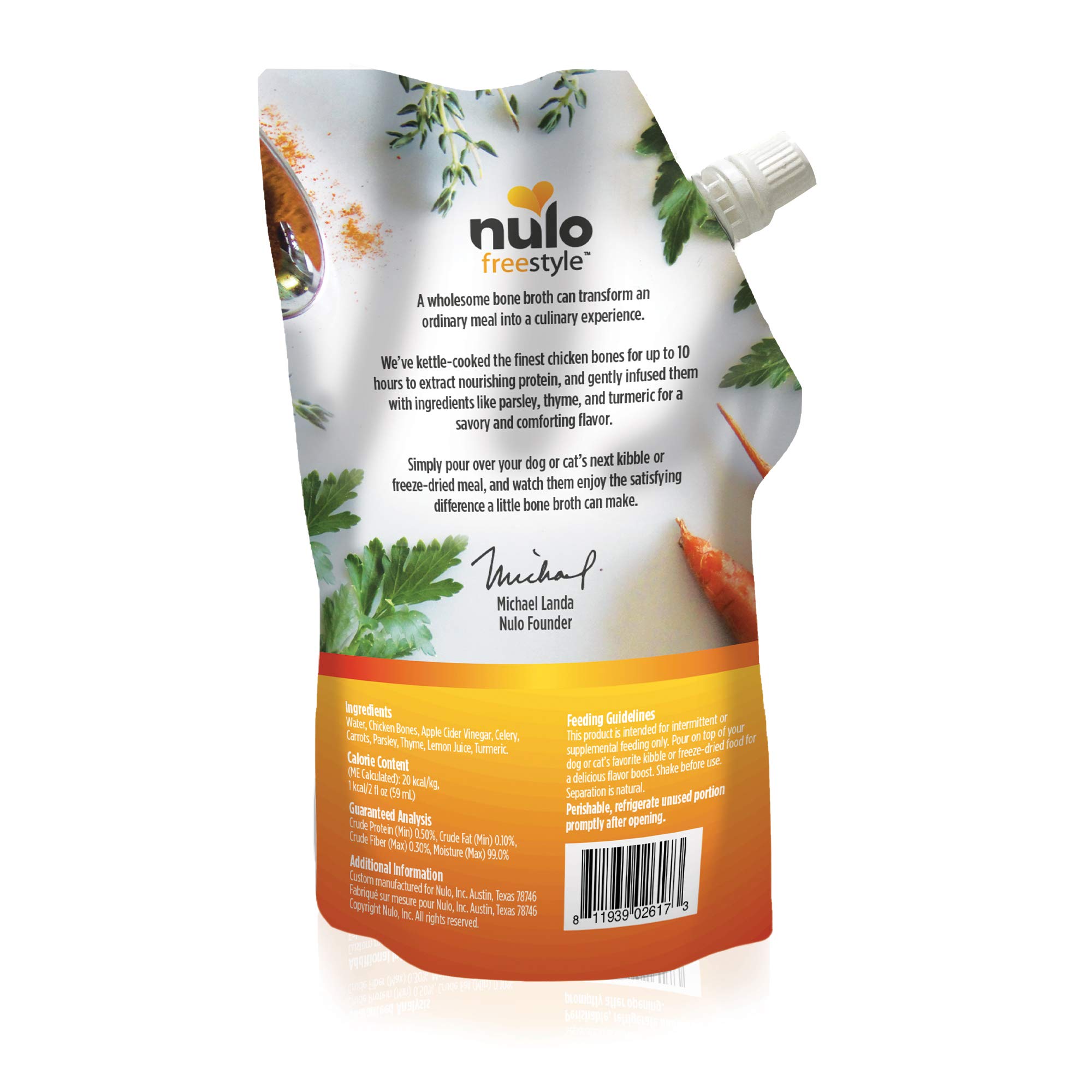 Nulo FreeStyle Bone Broth for Dogs, Cats, 20 fl oz Pouch Tasty Pet